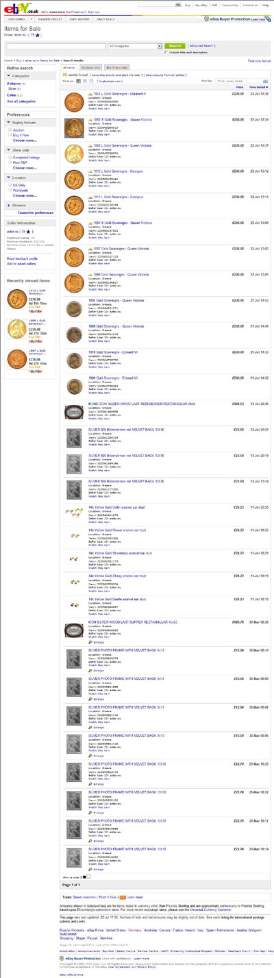 aster.eu Items For Sale Including 8 Sovereigns